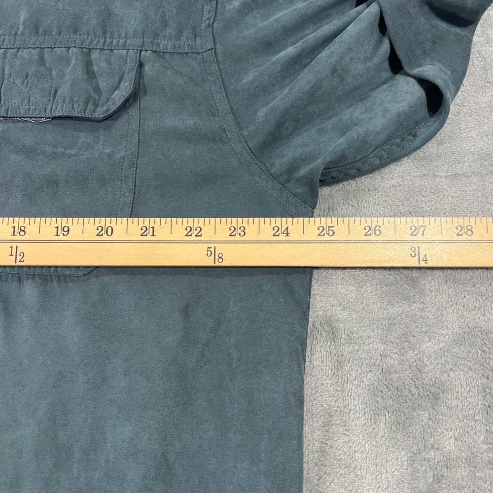 Reel Legends Mens XL Faux Suede Long Sleeve Button Down Shirt Blue Gray Outdoor - Picture 5 of 10